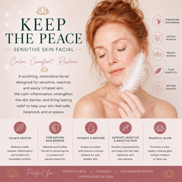 Keep the peace sensitive skin facial at Kerry Spindler Bespoke Aesthetics Spa in Winthrop, MA