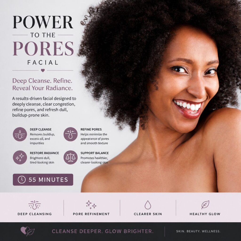 Power to the Pores deep cleansing facial in greater Boston located in winthrop, ma