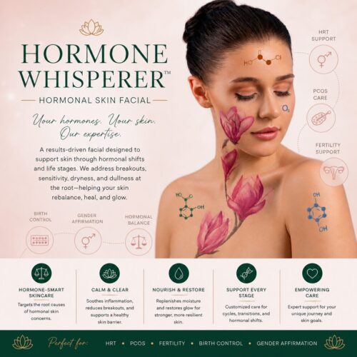 The Hormone Whisperer Facial in Boston for hormonal acne, menopause skin, PCOS, fertility-related skin changes, HRT, and personalized skin wellness.