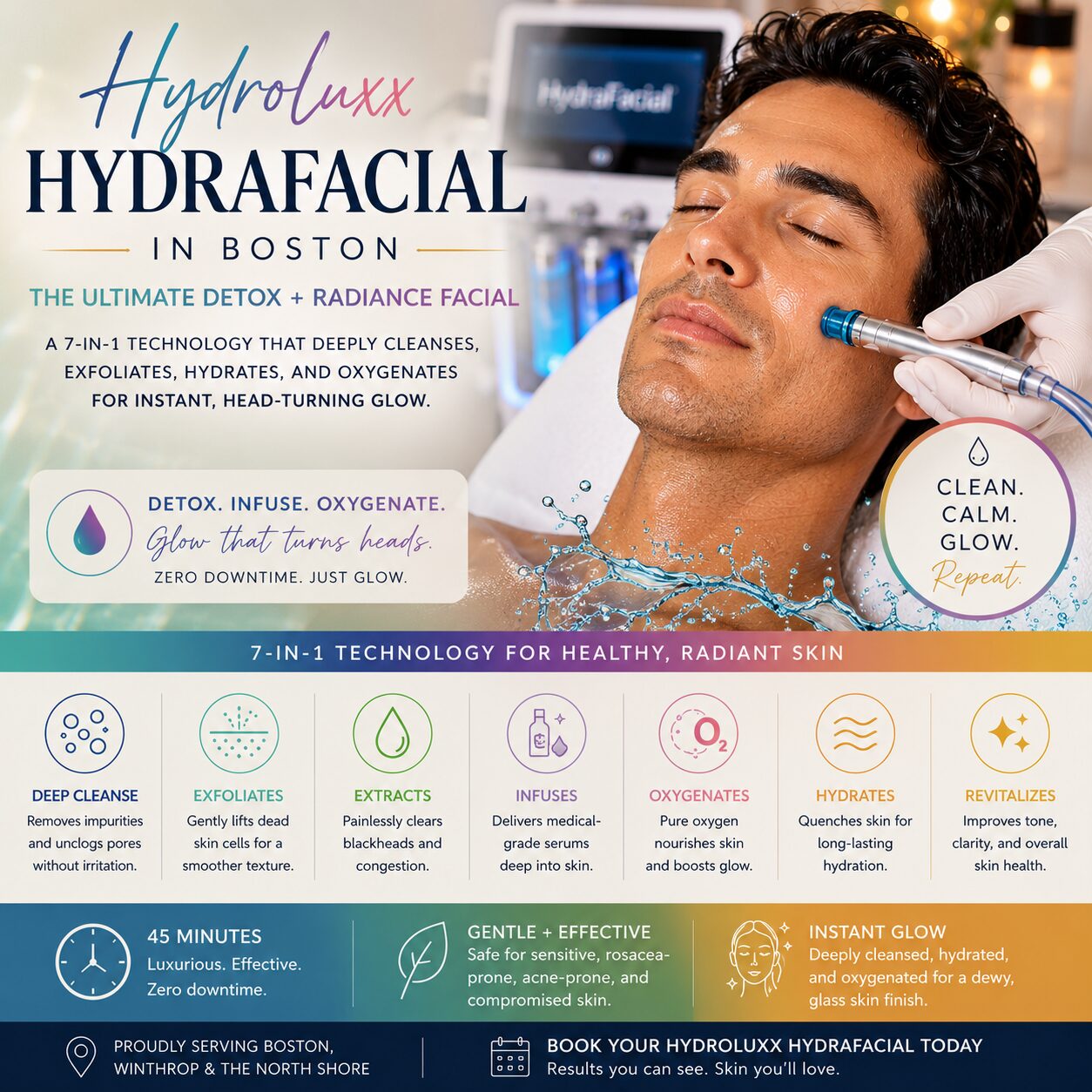 hydraluxx hydrafacial treatment for pore cleansing, exfoliating and hydrating