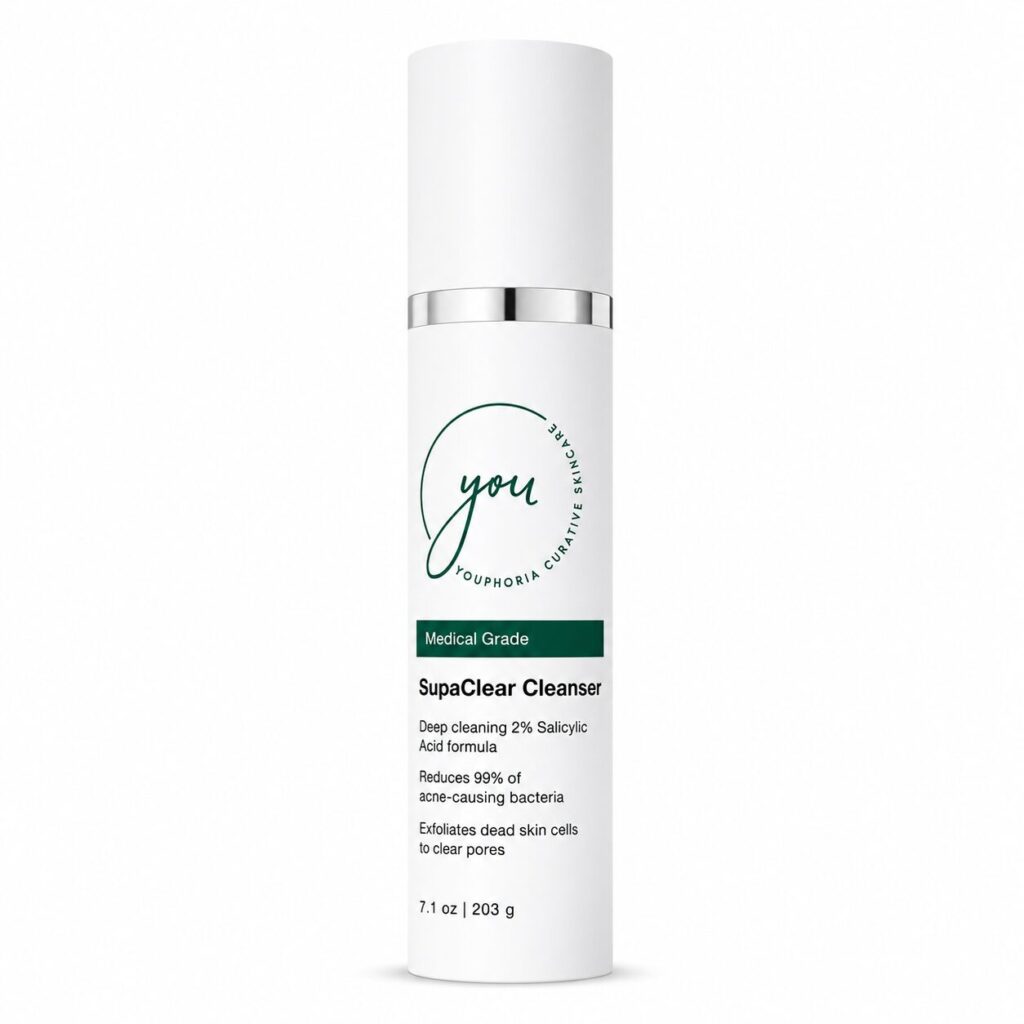 supaclear cleanser for oily and acne prone skin types. fights bacteria and helps losen blackheads
