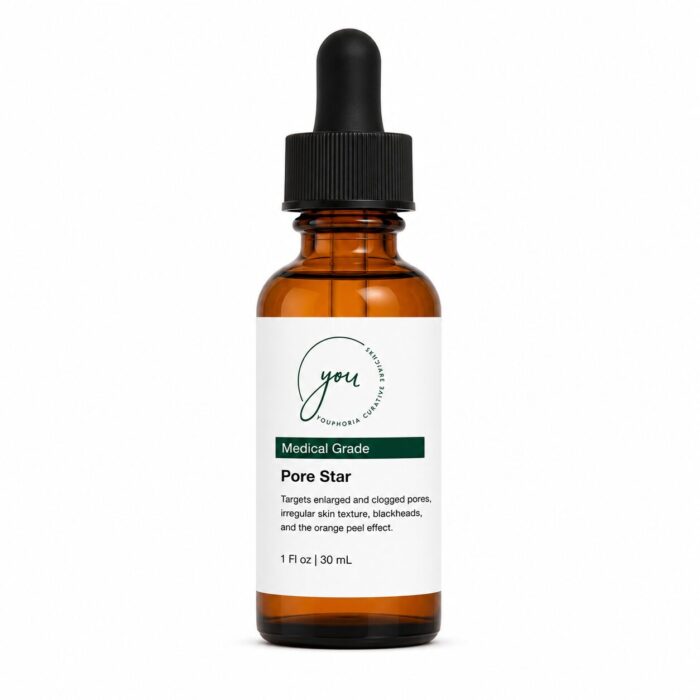 Pore Star serum for oily, acne-prone skin – refines enlarged pores, reduces blackheads, smooths orange peel texture, and protects against free radicals in Boston skincare treatments.