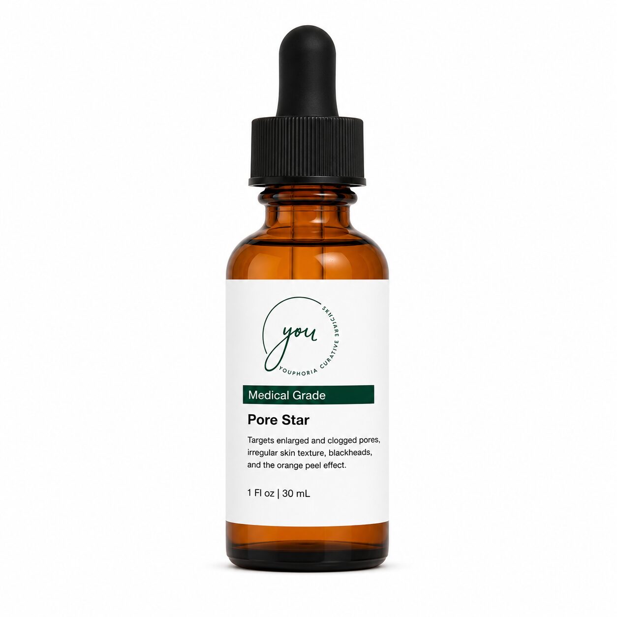Pore Star serum for oily, acne-prone skin – refines enlarged pores, reduces blackheads, smooths orange peel texture, and protects against free radicals in Boston skincare treatments.